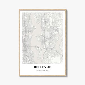Map of Bellevue Print, Bellevue Map Gift, Bellevue Poster, City Map Artwork for Home & Office, Washington