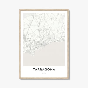 Tarragona Karte Print, Tarragona Karte Geschenk, Tarragona Poster, Stadt Karte Kunstwerk für Zuhause & für das Büro, Spanien