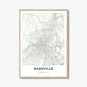 Map of Nashville Print, Nashville Map Gift, Nashville Poster, City Map Artwork for Home & Office, Tennessee