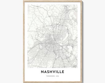 Map of Nashville Print, Nashville Map Gift, Nashville Poster, City Map Artwork for Home & Office, Tennessee
