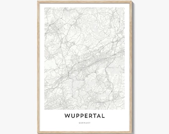 Map of Wuppertal Print, Wuppertal Map Gift, Wuppertal Poster, City Map Artwork for Home & Office, Germany
