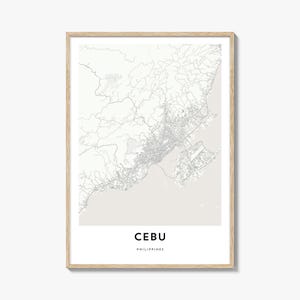 Mapa de Cebu impresso, presente de mapa de Cebu, pôster de Cebu, arte de mapa da cidade para casa e escritório, Filipinas