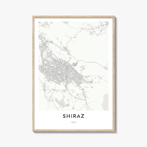 Map of Shiraz Print, Shiraz Map Gift, Shiraz Poster, City Map Artwork for Home & Office, Iran