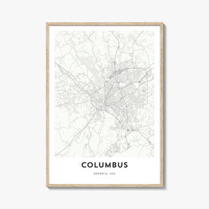Map of Columbus Georgia Print, Columbus Map Gift, Columbus Poster, City Map Artwork for Home & Office,