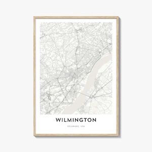 Wilmington Delaware Map Print: Cityscape Home Decor