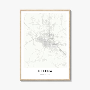 Impression de carte d'Helena, cadeau de carte d'Helena, affiche d'Helena, oeuvre d'art de plan de la ville pour la maison et le bureau, Montana