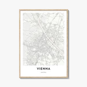 Vienna Map Poster Print, Wien Wall Art, Austria Decor, Danube City