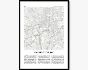 Washington DC Stadtplan-Druck, Zeitungsposter, Stadtreise-Wanddeko