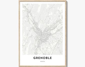 Map of Grenoble Print, Grenoble Map Gift, Grenoble Poster, City Map Artwork for Home & Office, France