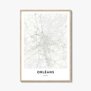 Karte von Orléans Druck, Orléans Karte Geschenk, Orléans Poster, Stadt Karte Kunstwerk für Zuhause & für das Büro, Frankreich