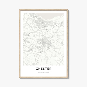 Impression de carte de Chester : oeuvre d&#39;art de plan de ville, Royaume-Uni