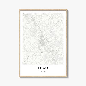 Karte von Lugo Print, Lugo Karte Geschenk, Lugo Poster, Stadt Karte Kunstwerk für Zuhause & im Büro, Spanien