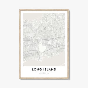 Impression de carte de Long Island, cadeau carte de Long Island, affiche de Long Island, oeuvre d'art de carte de la ville pour la maison et le bureau, New York