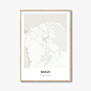 Map of Maui Print, Maui Map Gift, Maui Poster, City Map Artwork for Home & Office, United States