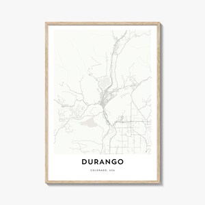 Map of Durango Colorado Print, Durango Map Gift, Durango Poster, City Map Artwork for Home & Office,
