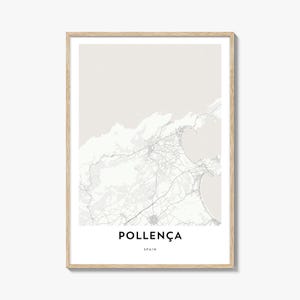 Impresión de mapa de Pollença, regalo de mapa de Pollença, póster de Pollença, obra de arte de mapa de la ciudad para el hogar y la oficina, España