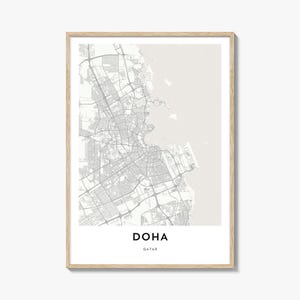 Impresión del mapa de Doha: Ilustración del mapa de la ciudad de Qatar