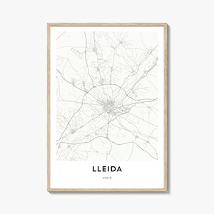 Impresión de mapa de Lérida, regalo de mapa de Lérida, póster de Lérida, obra de arte de mapa de la ciudad para el hogar y la oficina, España