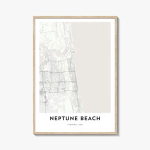 Kaart van Neptune Beach-print, Neptune Beach-kaart cadeau, Neptune Beach-poster, kunstwerk stadsplattegrond voor thuis en op kantoor, Florida