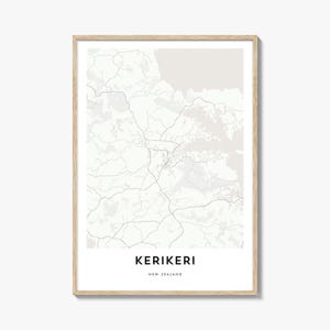 Impression de carte de Kerikeri, cadeau de carte de Kerikeri, affiche de Kerikeri, oeuvre d'art de plan de la ville pour la maison et le bureau, Nouvelle-Zélande