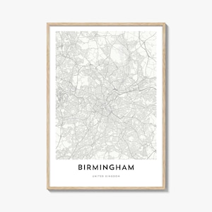 Map of Birmingham United Kingdom Print, Birmingham Map Gift, Birmingham Poster, City Map Artwork for Home & Office,