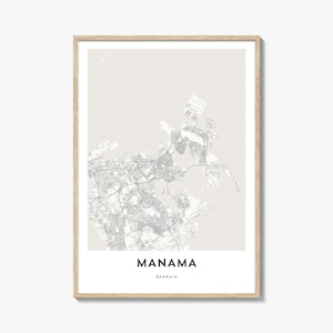 Map of Manama Print, Manama Map Gift, Manama Poster, City Map Artwork for Home & Office, Bahrain