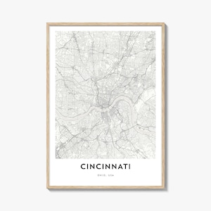 Cincinnati Map Print: Cityscape Wall Art, Ohio Home Decor