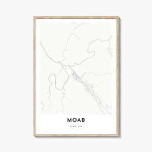 Map of Moab Print, Moab Map Gift, Moab Poster, City Map Artwork for Home & Office, Utah