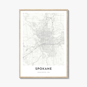 Map of Spokane Print, Spokane Map Gift, Spokane Poster, City Map Artwork for Home & Office, Washington