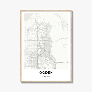 Impresión de mapa de Ogden, regalo de mapa de Ogden, póster de Ogden, obra de arte de mapa de la ciudad para el hogar y la oficina, Utah