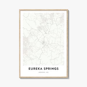 Impression de carte d'Eureka Springs, cadeau de carte d'Eureka Springs, affiche d'Eureka Springs, oeuvre d'art de plan de la ville pour la maison et le bureau, Arkansas