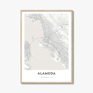 Map of Alameda Print, Alameda Map Gift, Alameda Poster, City Map Artwork for Home & Office, California