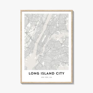 Map of Long Island City Print, Long Island City Map Gift, Long Island City Poster, City Map Artwork for Home & Office, New York