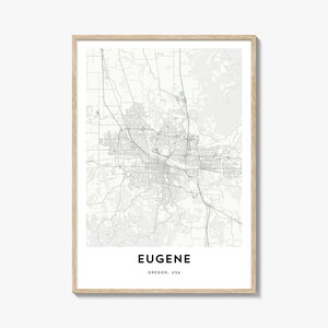 Map of Eugene Print, Eugene Map Gift, Eugene Poster, City Map Artwork for Home & Office, Oregon