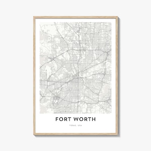 Karte von Fort Worth Print, Fort Worth Karte Geschenk, Fort Worth Poster, Stadt Karte Kunstwerk für Zuhause & für das Büro, Texas