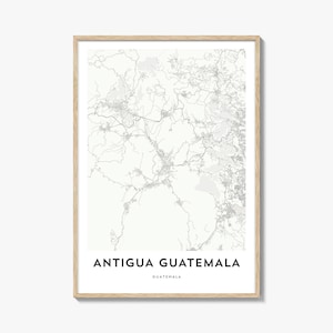Impresión de mapa de Antigua Guatemala, regalo de mapa de Antigua Guatemala, póster de Antigua Guatemala, obra de arte de mapa de la ciudad para el hogar y la oficina, Guatemala