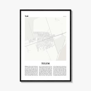 Póster de Tulum, impresión de mapa de periódico, arte mural de México