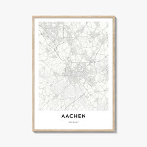 Map of Aachen Print, Aachen Map Gift, Aachen Poster, City Map Artwork for Home & Office, Germany