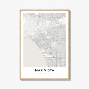 Impression de carte de Mar Vista, cadeau de carte Mar Vista, affiche Mar Vista, oeuvre d'art de plan de ville pour la maison et le bureau, Californie