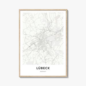Map of Lübeck Print, Lübeck Map Gift, Lübeck Poster, City Map Artwork for Home & Office, Germany