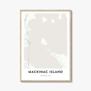 Impression de carte de l'île Mackinac, cadeau carte de l'île Mackinac, affiche de l'île Mackinac, oeuvre d'art de la carte de la ville pour la maison et le bureau, Michigan