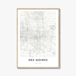 Map of Des Moines Print, Des Moines Map Gift, Des Moines Poster, City Map Artwork for Home & Office, Iowa