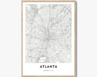 Map of Atlanta Print, Atlanta Map Gift, Atlanta Poster, City Map Artwork for Home & Office, Georgia