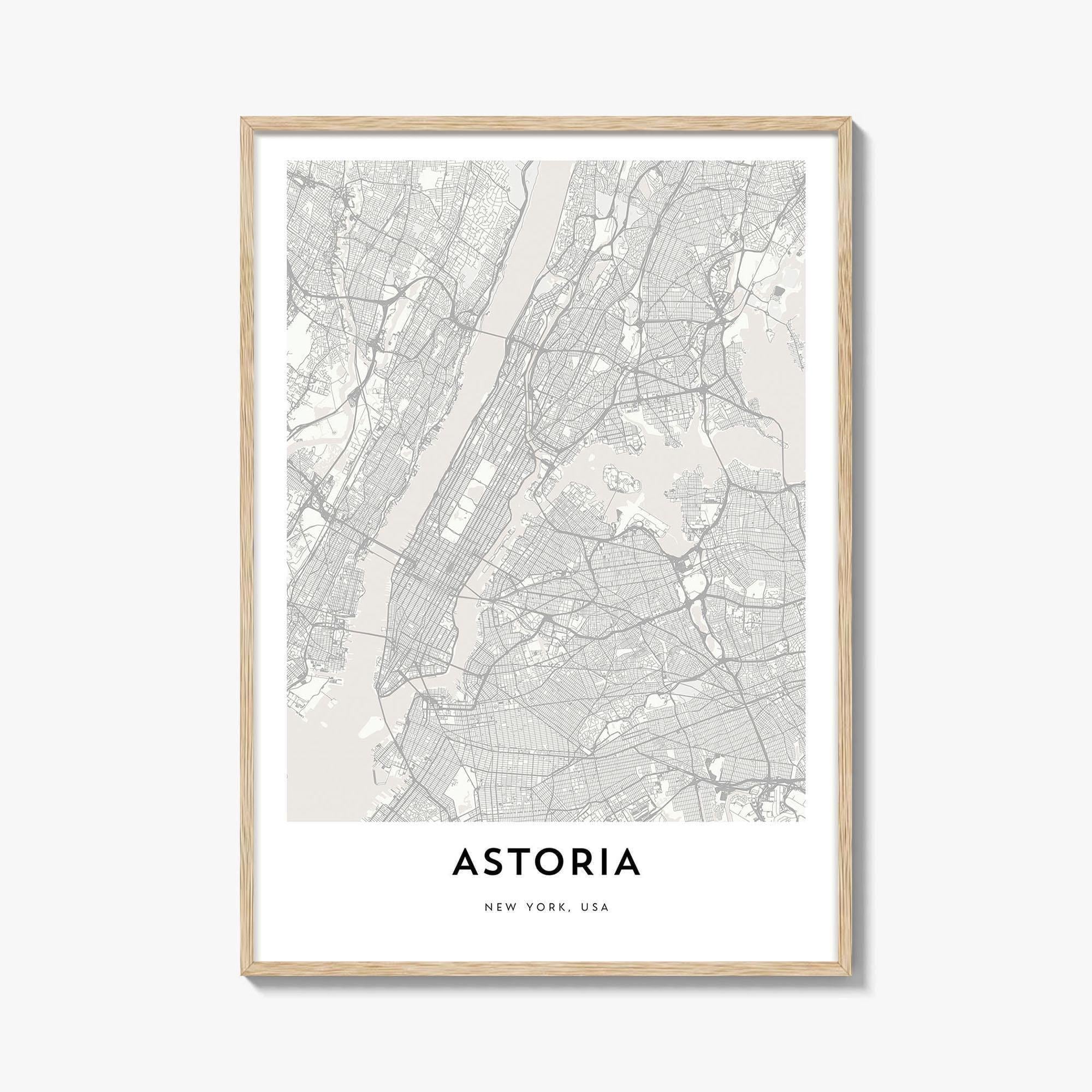 アストリアマップポスタープリント、ニューヨークシティウォールアート