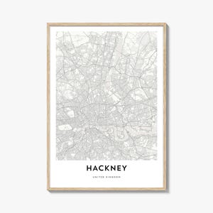 Karte von Hackney Print, Hackney Karte Geschenk, Hackney Poster, Stadt Karte Kunstwerk für Zuhause & für das Büro, Vereinigtes Königreich