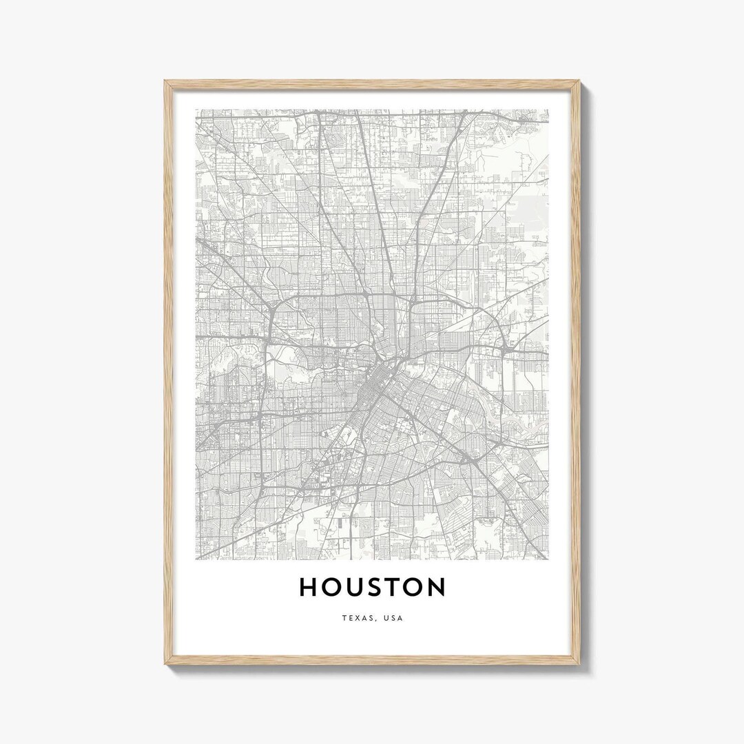 Houston Map Poster Print, Space City Wall Art, Texas Decor, USA City ...