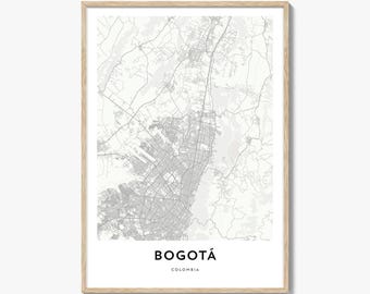 Bogota Karte Poster Druck, Kolumbien Wandkunst, Cundinamarca Dekor, Südamerika Stadtstraße Kunstwerk