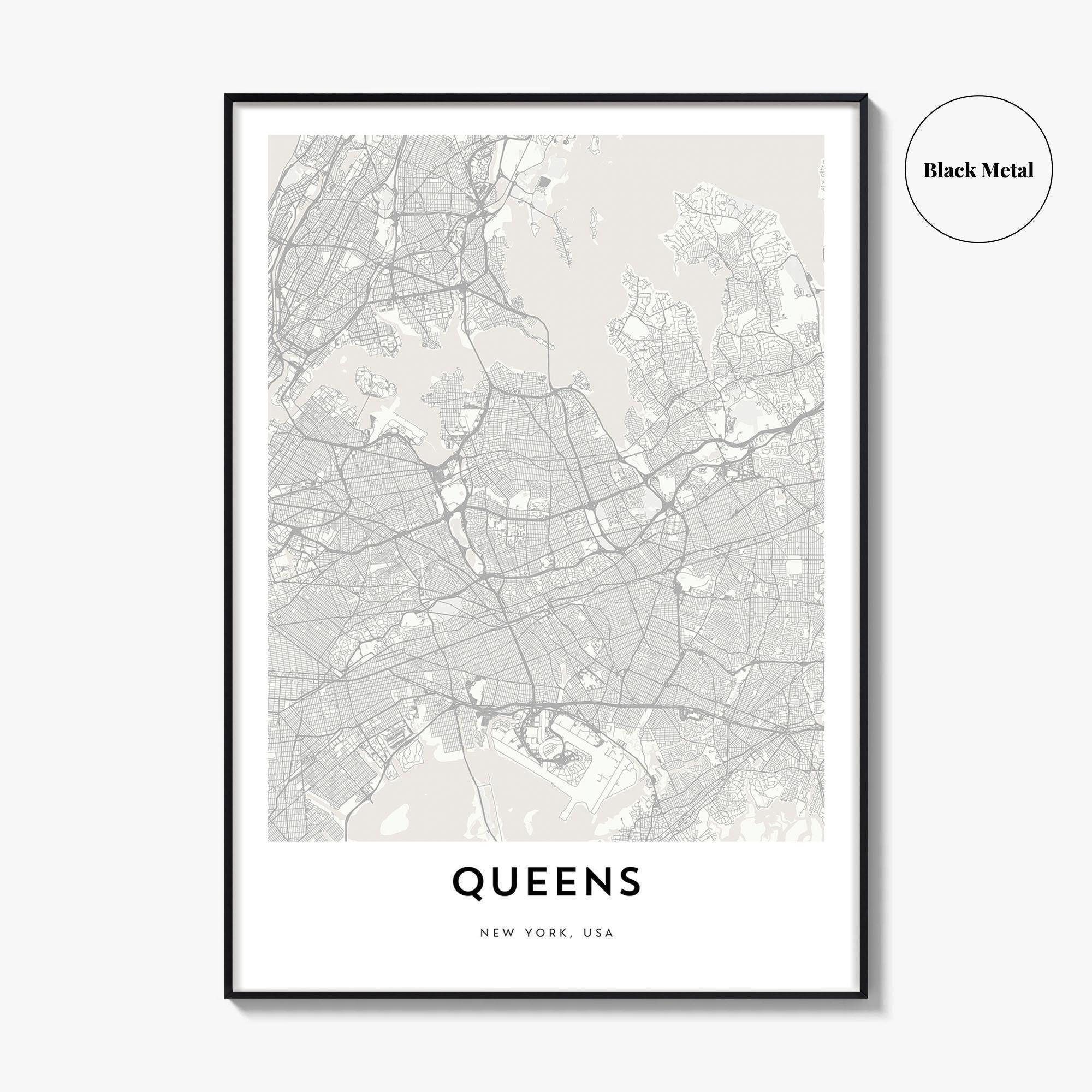 Queens Map Poster Print, NYC Wall Art, New York Decor, USA City