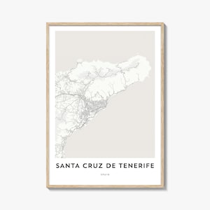 Impresión del mapa de Santa Cruz, España, regalo del mapa de Santa Cruz, póster de Santa Cruz, obra de arte del mapa de la ciudad para el hogar y la oficina