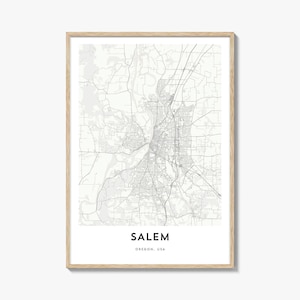 Map of Salem Oregon Print, Salem Map Gift, Salem Poster, City Map Artwork for Home & Office,